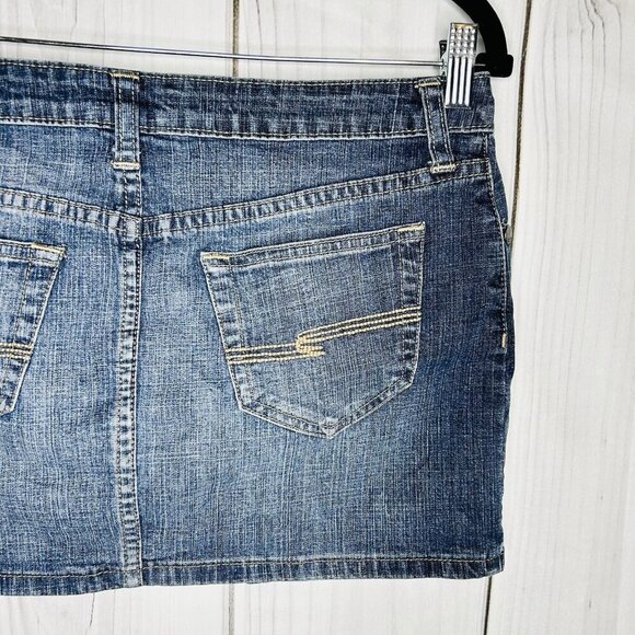 Arizona Jean Co. Mini Skirt Sz 7 Denim Stretch 32" Waist 12" Length - Picture 6 of 6